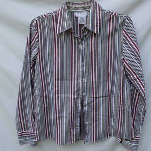 George Stretch Striped Button Top Down Sz M 8/10